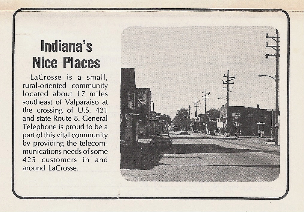 General Telephone leaflet - Feb. 1978 - LaCrosse, Indiana's Nice Places
