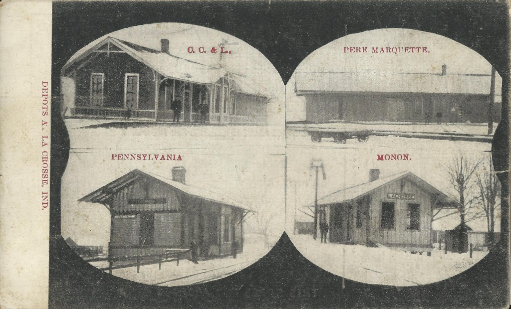 Postcard - 1909 - 4 RR depots #7 - front