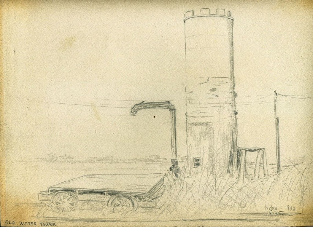 Old Water Tower - 1932 - CA&S RR - by Helen Carter 